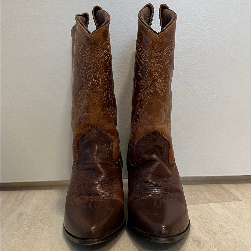 Brown Leather Cowboy Boots